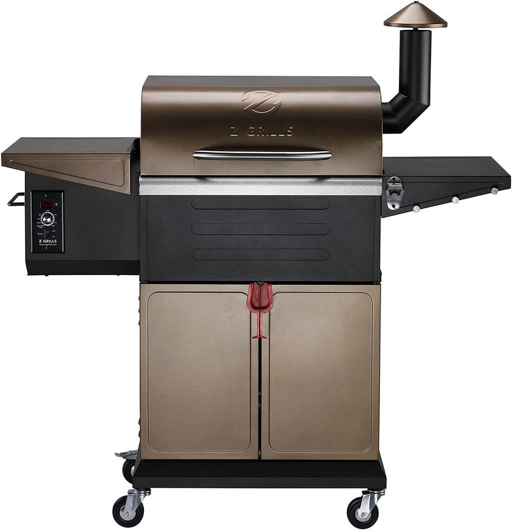Z GRILLS Pellet Grill & Smoker 8 in 1 BBQ, 573 sq.in. Cooking Capacity, Bronze F444101