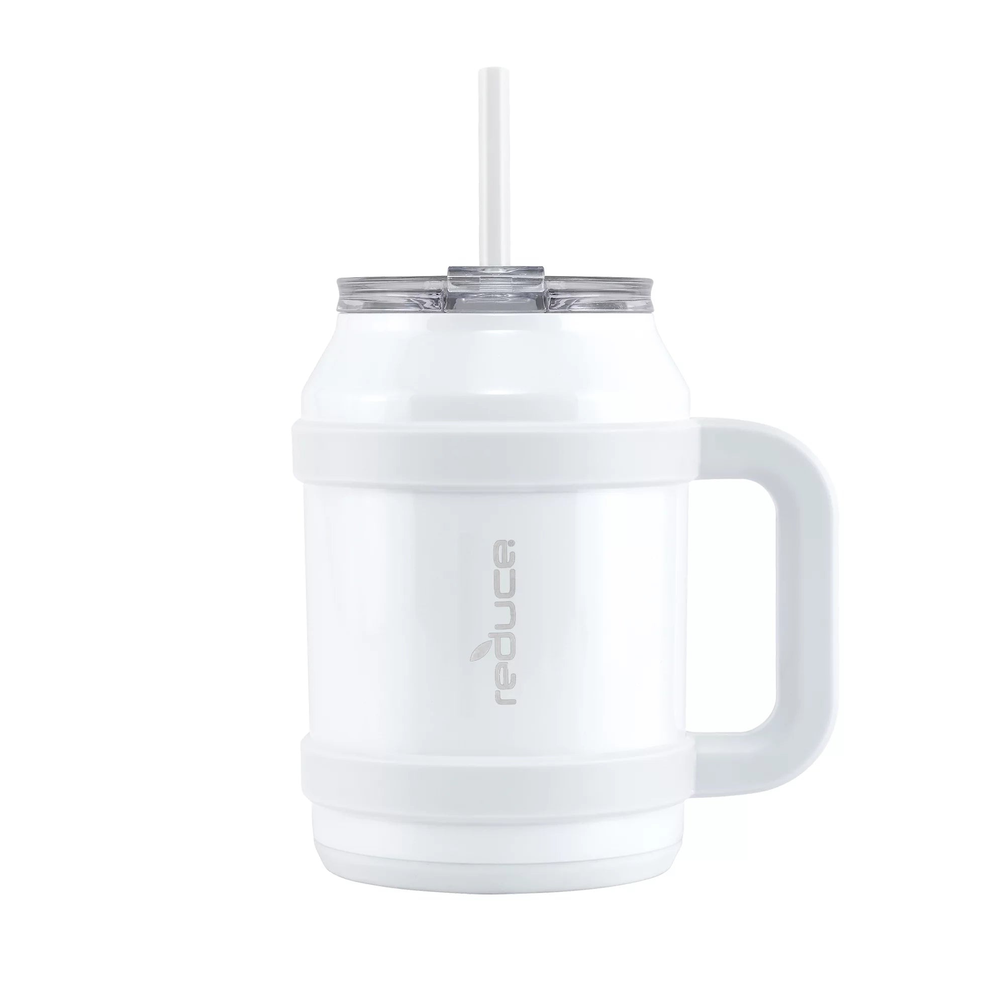 Reduce Vacuum Insulated Stainless Steel Cold1 Mug with Lid and Straw, White, 50 fl oz
