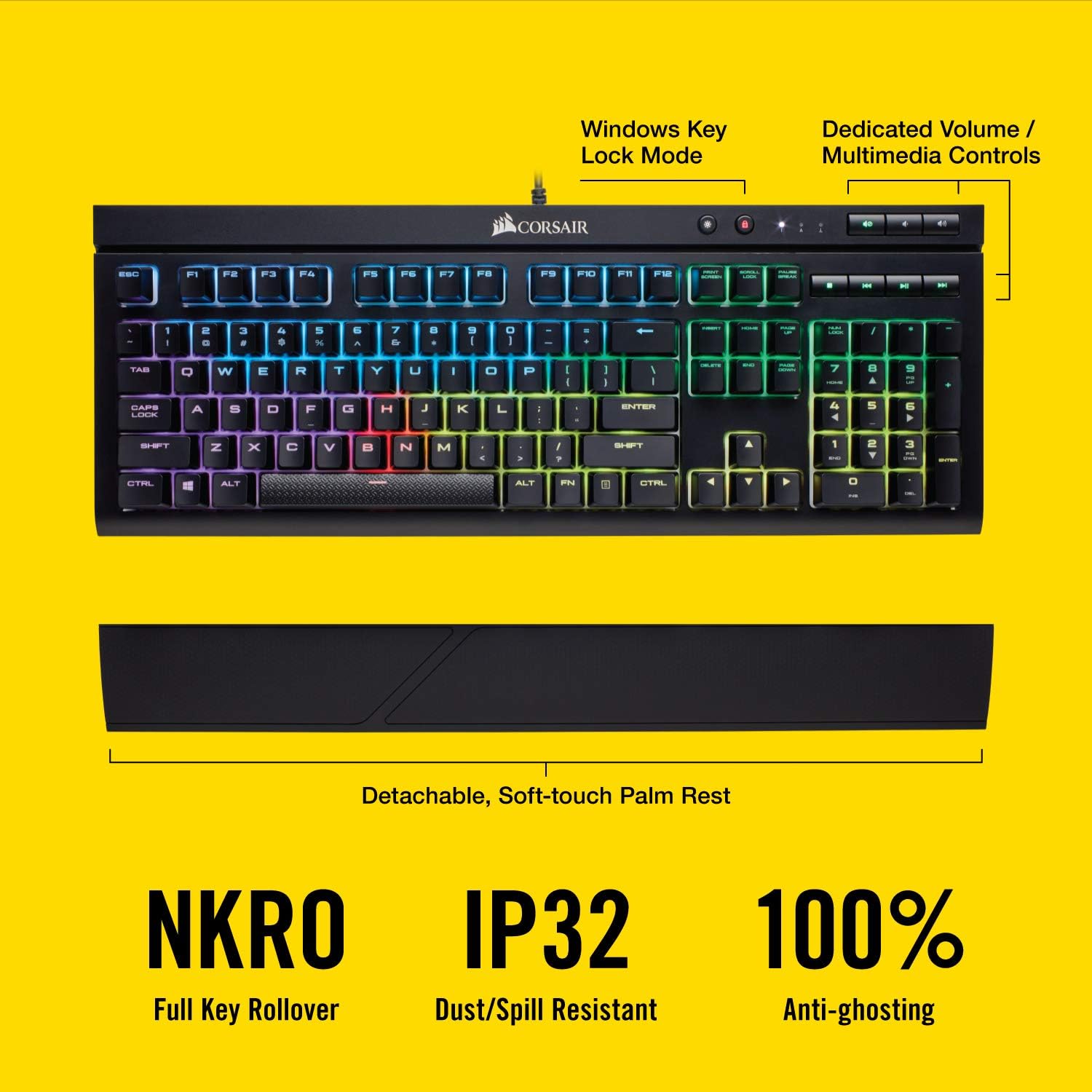 CORSAIR K68 RGB Mechanical Gaming Keyboard Cherry MX Red Switch Black K268700