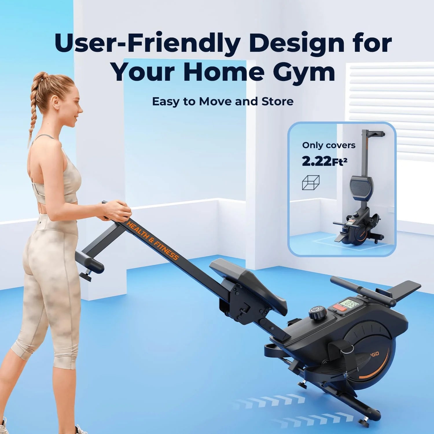 UPGO Magnetic Rowing Machine 350lbs Capacity for Home Use A148