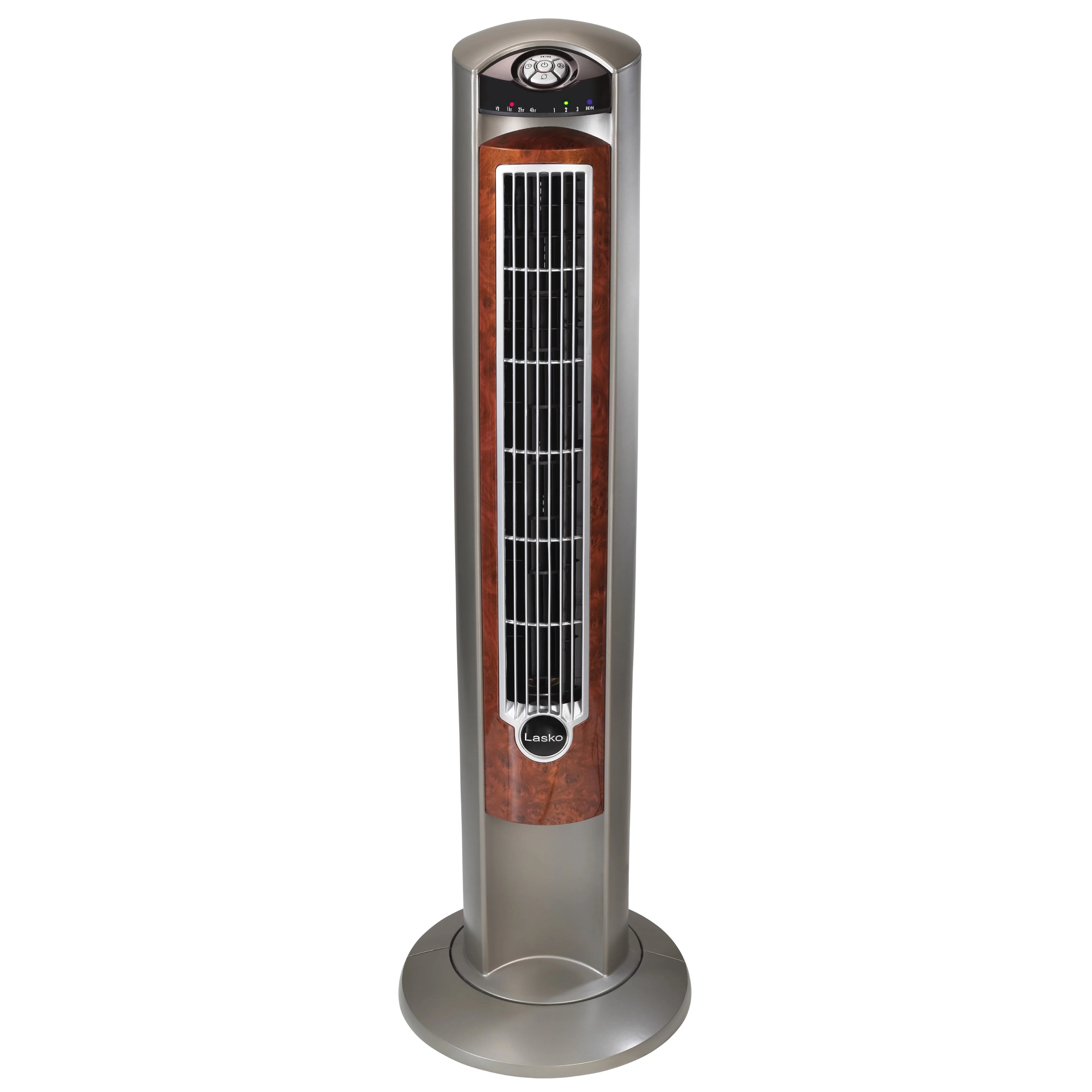 Lasko 42 Wind Curve Tower Fan with Ionizer and Remote, Gray/Woodgrain C6204