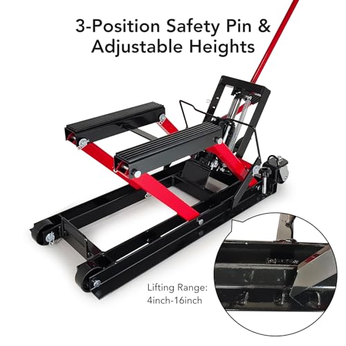 1500 LBS Hydraulic Motorcycle Lift Jack with Wheels, Steel ATV UTV Lift Stand G831