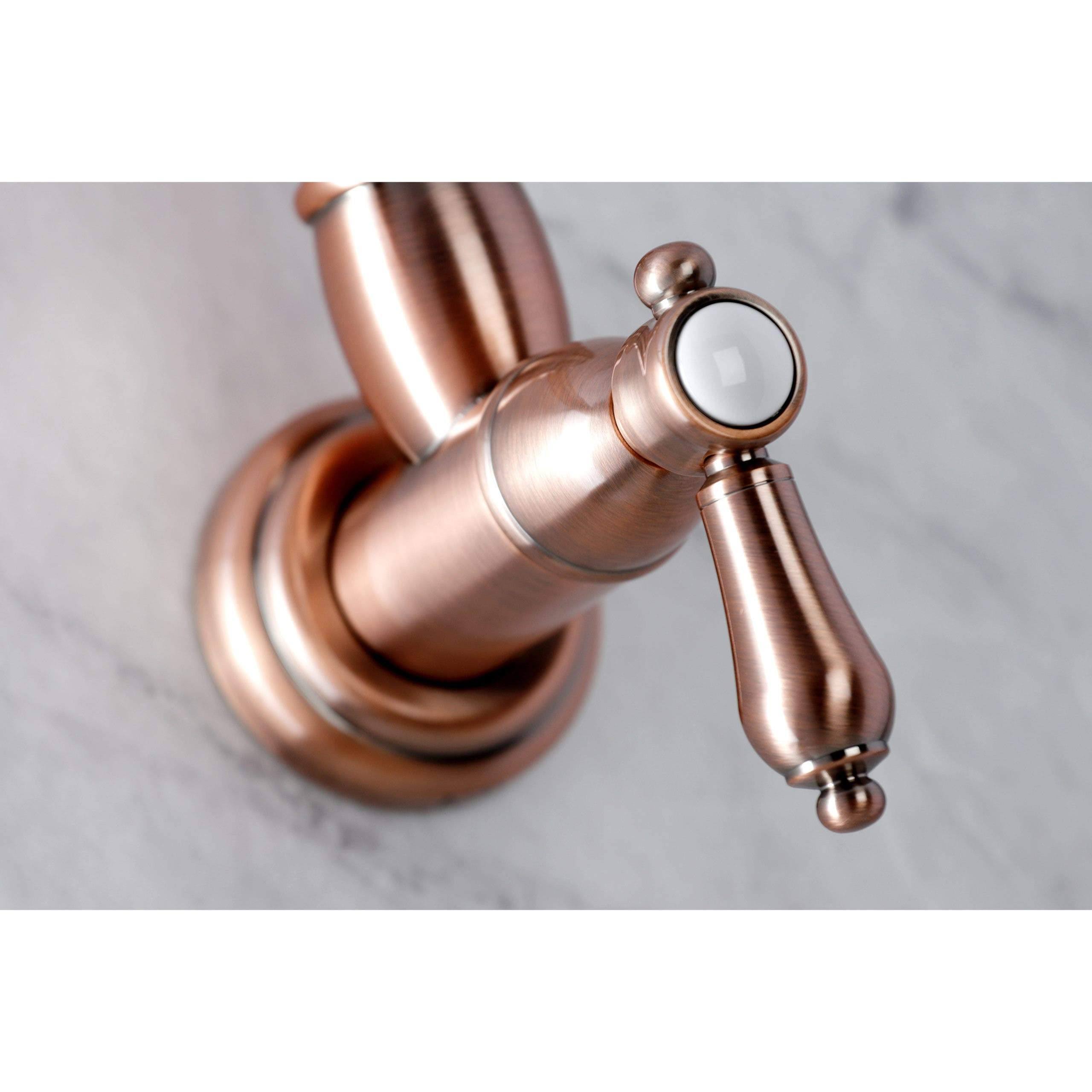 Kingston Brass Heirloom Wall Mount Pot Filler Kitchen Faucet Antique Copper B590
