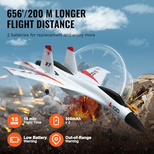 VEVOR RC Plane 2.4GHz 4 Channel T28 Trainer Aircraft with 6-Axis Gyro W54614