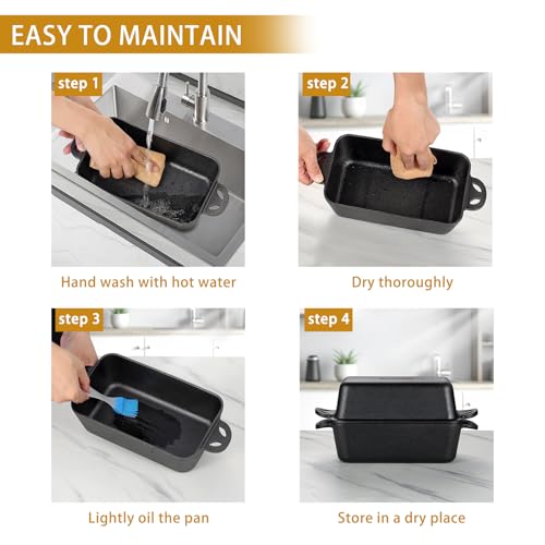 Cast Iron Loaf Pan with Lid 9x5 Inch, 2 Piece Set U422017