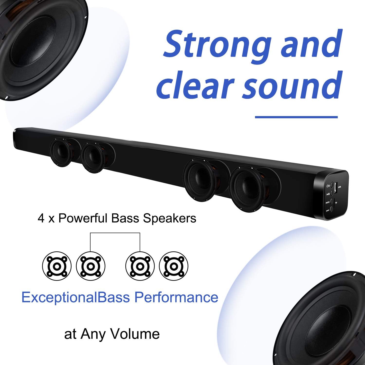 Sound Bar for TV with Surround Sound, 2-in-1 Home Theater, Remote Control, Wall Mountable P95326