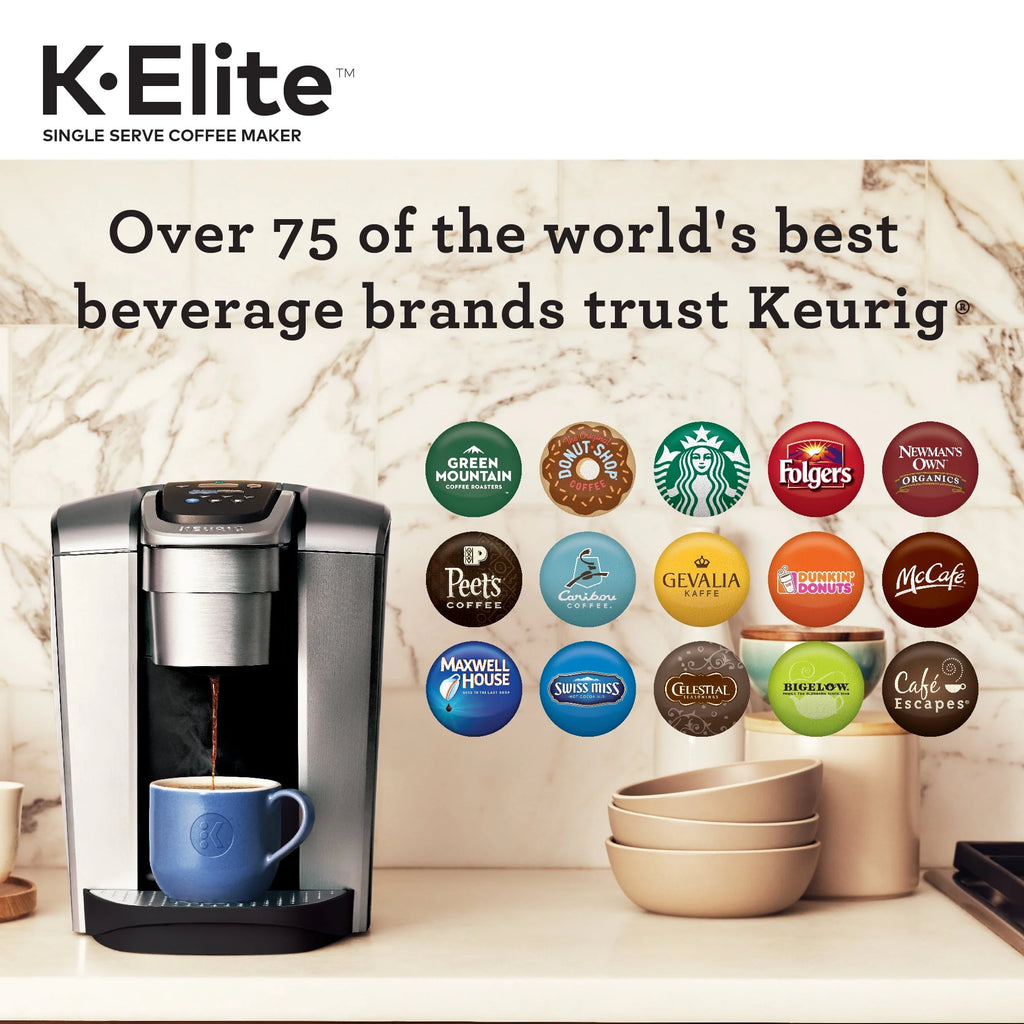 Keurig K-Elite Single-Serve K-Cup Pod Coffee Maker, Brushed Silver E378947