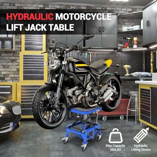Hydraulic Motorcycle Lift Jack 350LBS, Foot Operated Scissor Lift for ATV Dirt Bike O45548