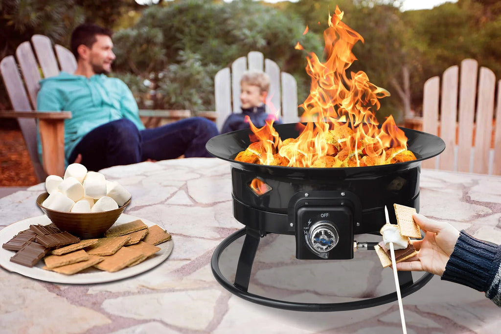 Flame King Portable Propane Outdoor Gas Fire Pit with Cover & Carry Kit E785528