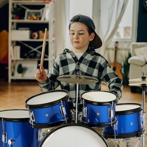 Ktaxon 5-Piece Junior Drum Set with Throne, Pedal & Drumsticks, Black Y61267