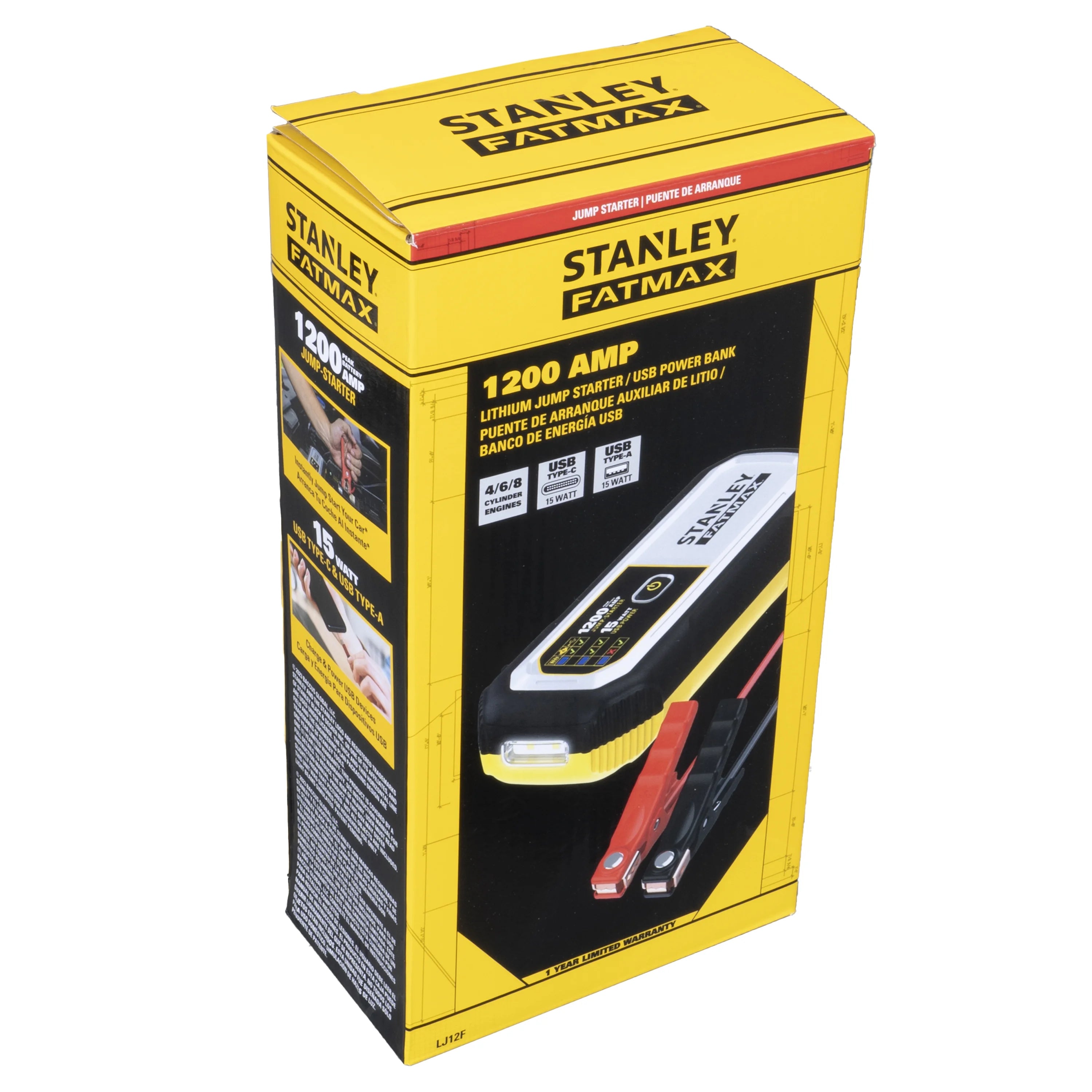 Stanley FatMax 1200 Amp Lithium Jump Starter with USB Power Bank C76139