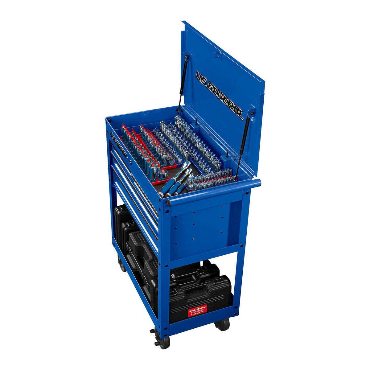 U.S. GENERAL 30 in. 4-Drawer Tech Cart, Red Y546116