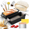 Cast Iron Loaf Pans for Baking Bread 9 x 5in, 2 Piece Pre-Seasoned Bread Pans for Homemade Bread, Includes Sourdough Bread Baking Supplies, Cast Iron Dutch Oven with Lid for Homemade Bread, Meat Loaf