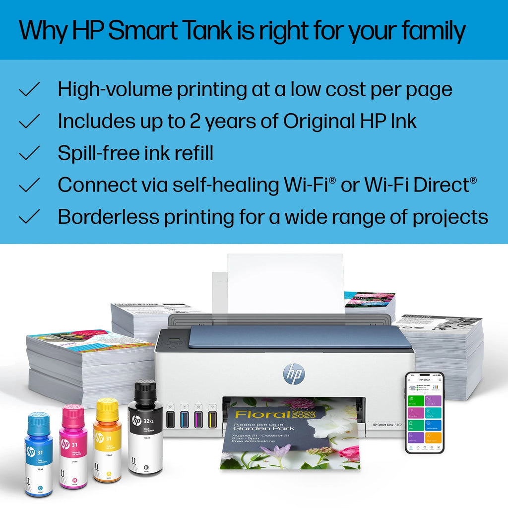 HP Smart Tank 5102 Wireless All-in-One Color Inkjet Printer S79117