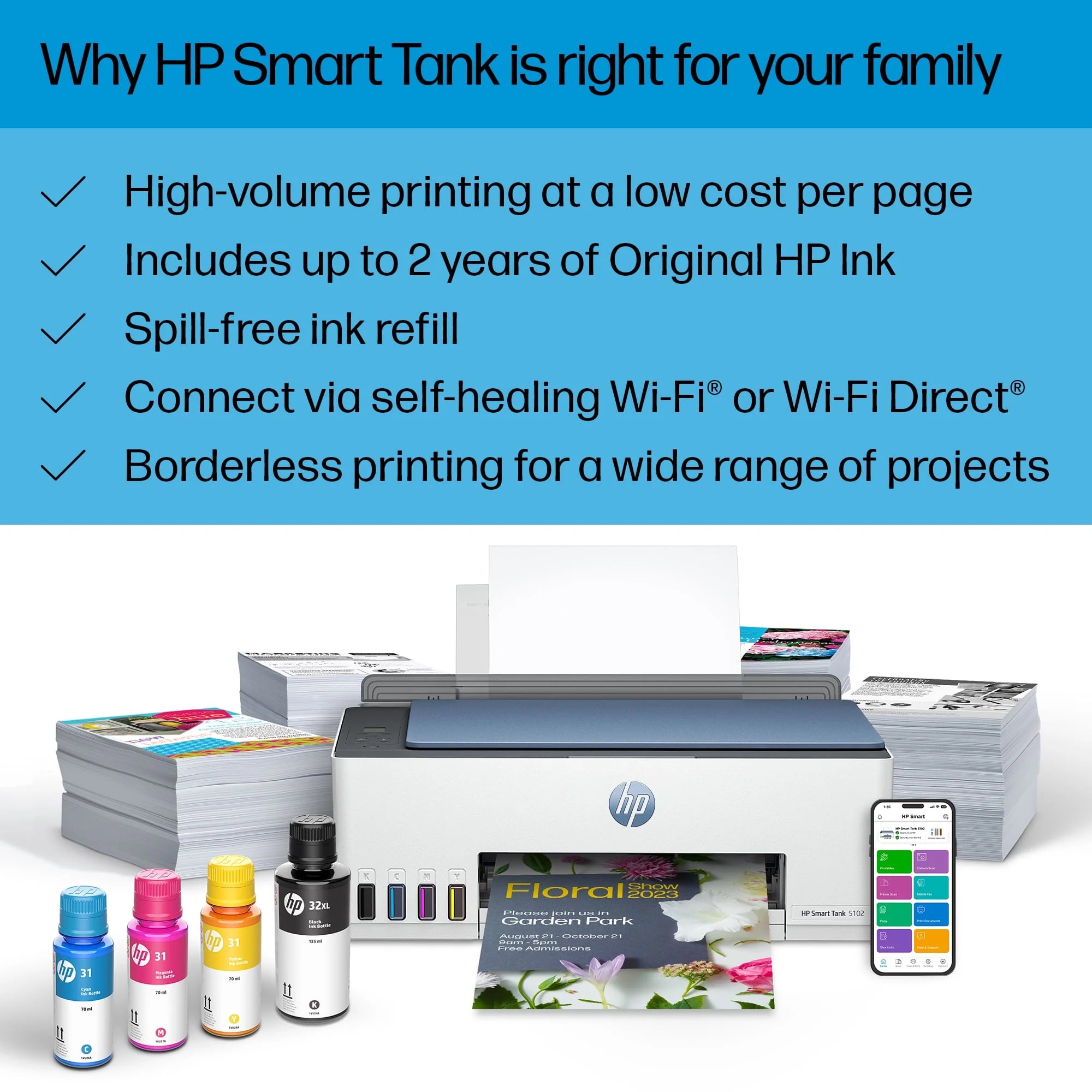 HP Smart Tank 5102 Wireless All-in-One Color Inkjet Printer S79117