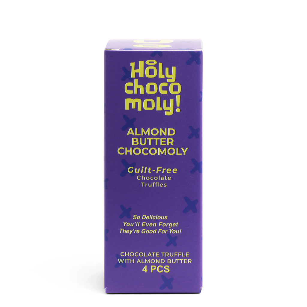 Holy Chocomoly! 4 Pack Almond Butter Chocolate Truffles, Low Sugar Whole Food Snacks N273