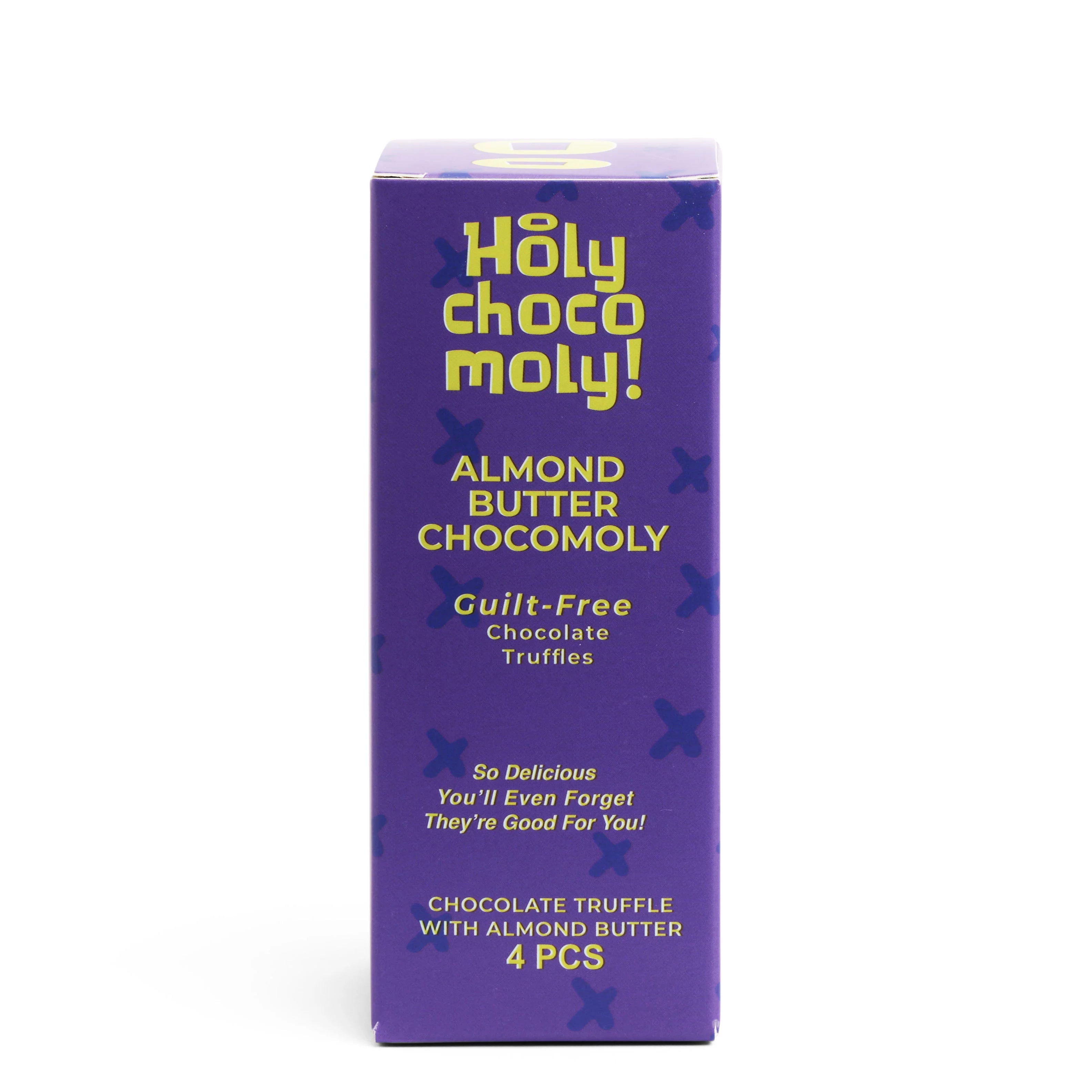 Holy Chocomoly! 4 Pack Almond Butter Chocolate Truffles, Low Sugar Whole Food Snacks N273