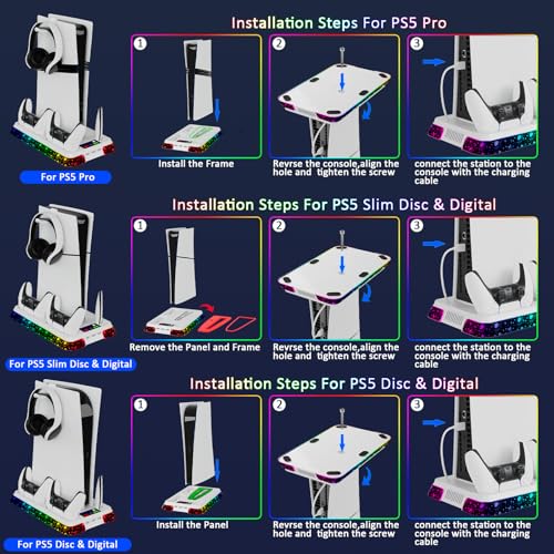 PS5 Stand and Cooling Station with LED Controller Charger for PlayStation 5 X4200