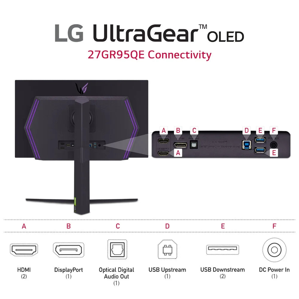 LG 27" UltraGear OLED Gaming Monitor QHD 240Hz 0.03ms - 27GR95QE-B F370629