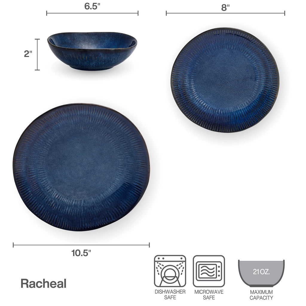 Pfaltzgraff Racheal 12 Piece Stoneware Dinnerware Set Blue D450417