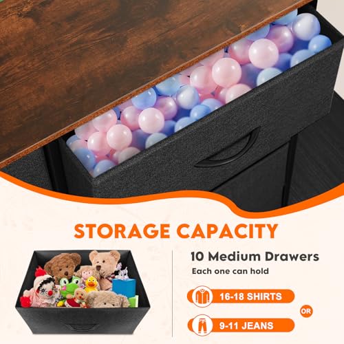 9 Drawer Dresser for Bedroom, Charcoal Black Fabric Storage Chest K84969