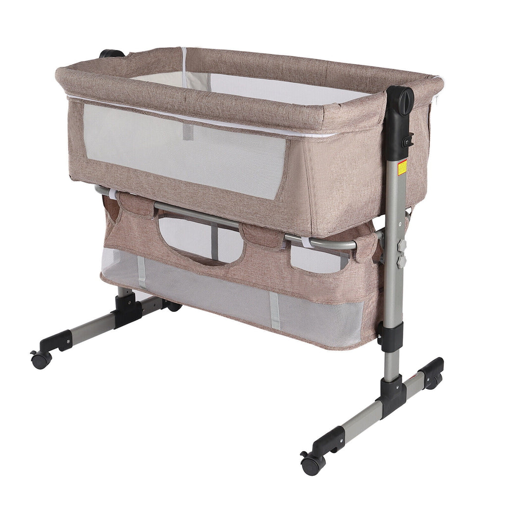 Baby Bassinet Bedside Sleeper Crib with Cradle, 5 Height Adjustable U377