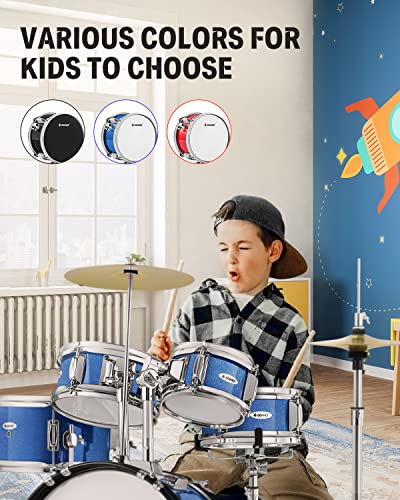 Donner 5-Piece Kid Drum Set for Beginners, 14 Inch Full Size, Metallic Black H8038