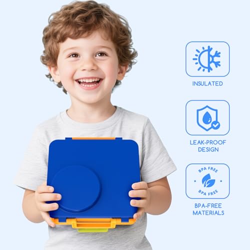 Bento Box for Kids - Leak-Proof Lunch Box with Insulated Thermos Food Jar, Blue O585527