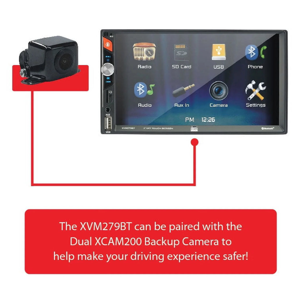 Dual Electronics XVM279BT 7 inch Double DIN Car Stereo with Bluetooth Touchscreen N698750