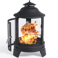 BaPiPro Fire Pit for Outside, 2 in 1 Fire Pit with Removable Grill, Outside Wood Burning Fire Pit for Patio, Backyard,Black Pagoda