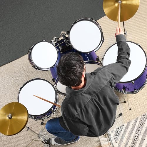 Best Choice Products 5-Piece Full Size Adult Drum Set with Cymbal Stands, Stool, Pedal, Sticks - Dark Blue Sparkle D34023