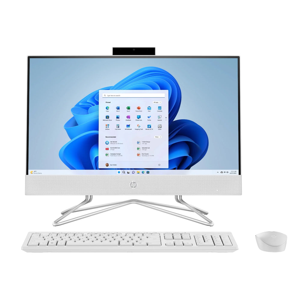 HP 21.5 All-in-One PC, Intel Pentium, 8GB Memory, 128GB SSD, Windows 11 Home S mode, White, 22-dd0143w