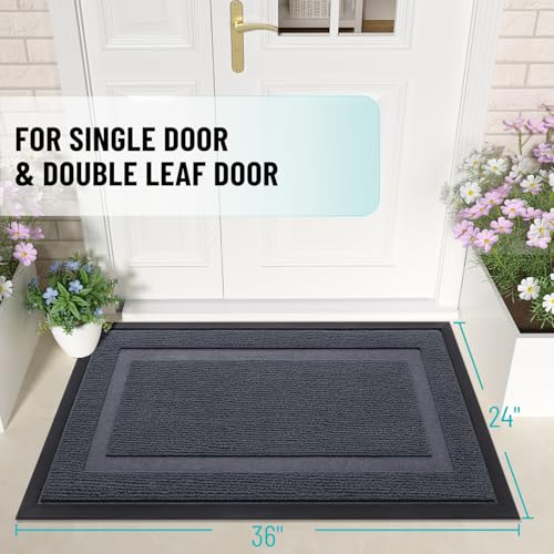 OLANLY Front Door Mat Indoor Outdoor Entrance, Waterproof, 36x24, Black P2970