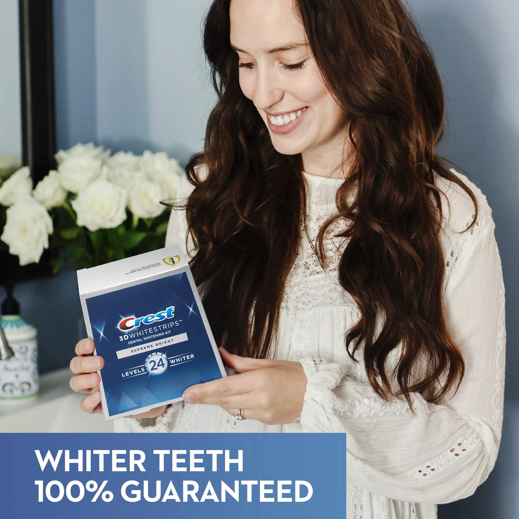 Crest 3D Whitestrips Supreme Bright At-Home Teeth Whitening Kit, 21 Treatments O961