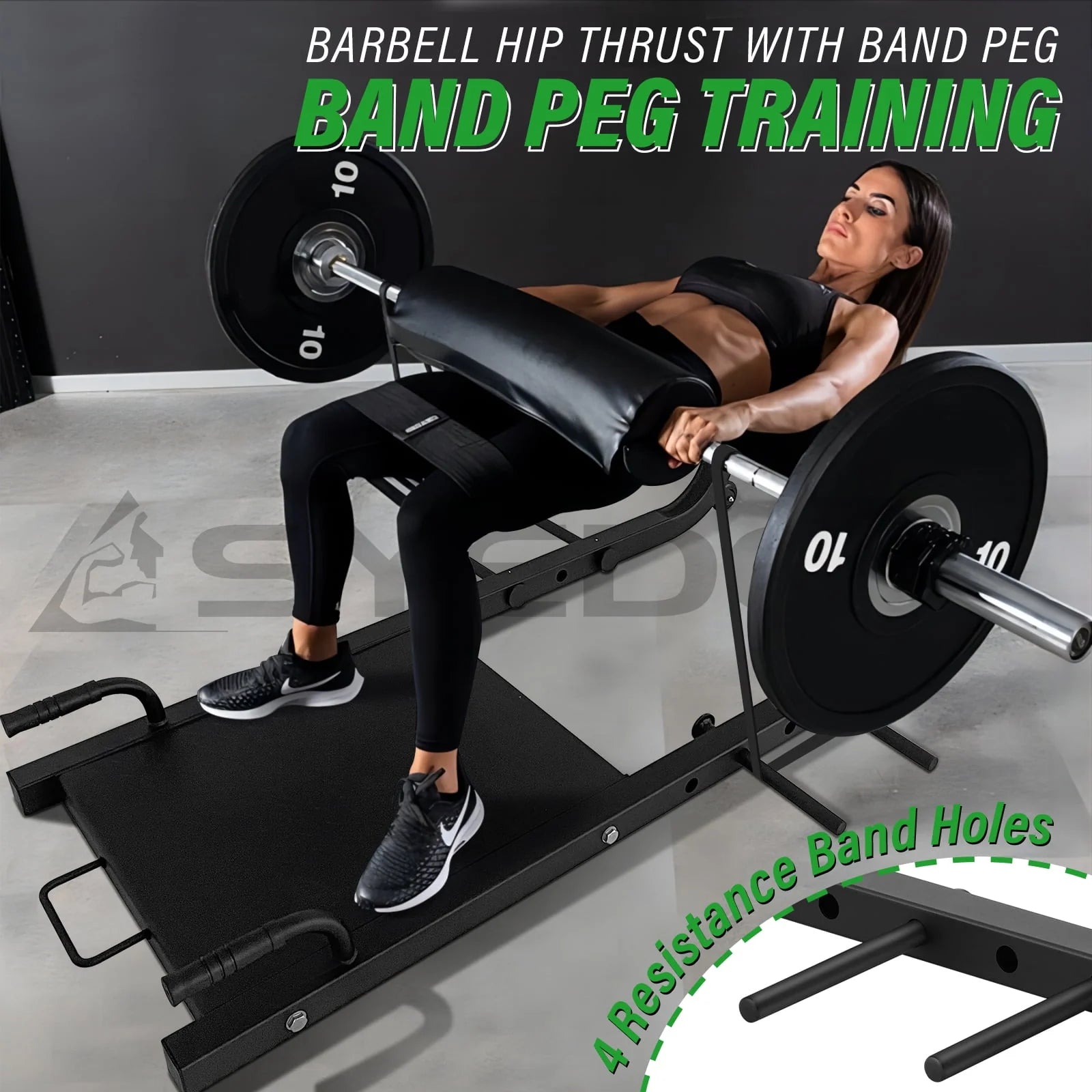 syedee Glute Bridge Machine, Heavy Duty Plate-Loaded Hip Thrust, Red J397479