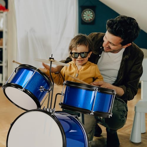 Ktaxon 3-Piece Kids Drum Set with Throne Stool, Pedal & Drumsticks, Black L8657