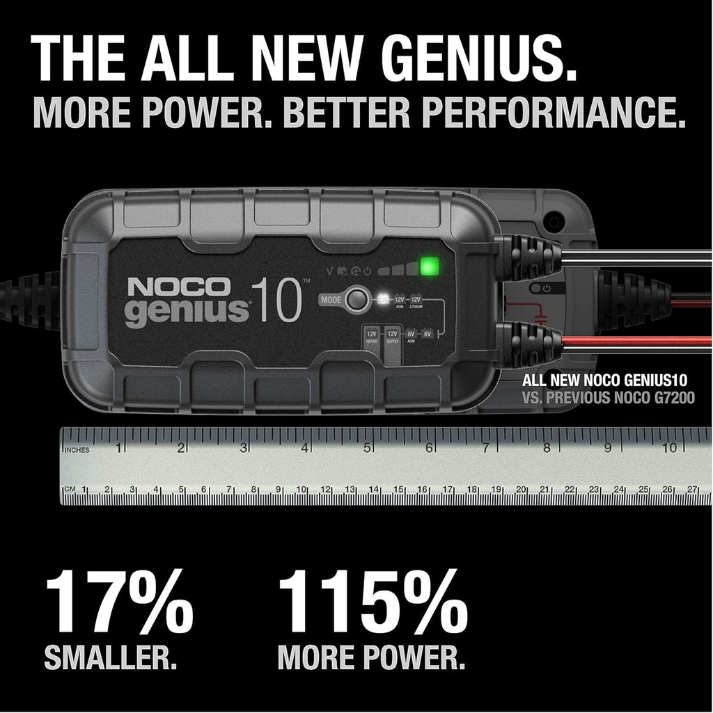 NOCO GENIUS10 10-Amp Smart Charger, 6V/12V Battery Maintainer C362