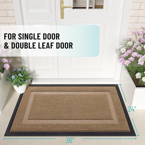OLANLY Front Door Mat Indoor Outdoor Entrance, Waterproof, 36x24, Black P2970