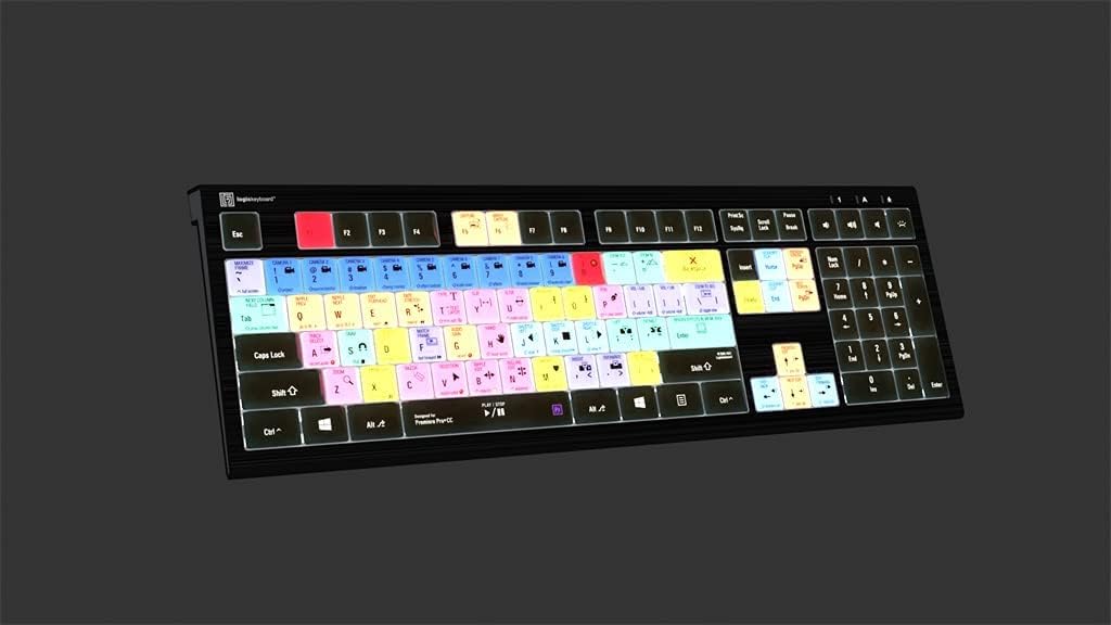 Logickeyboard ASTRA 2 Backlit Keyboard for Premiere Pro CC, Windows 7-11 L387107