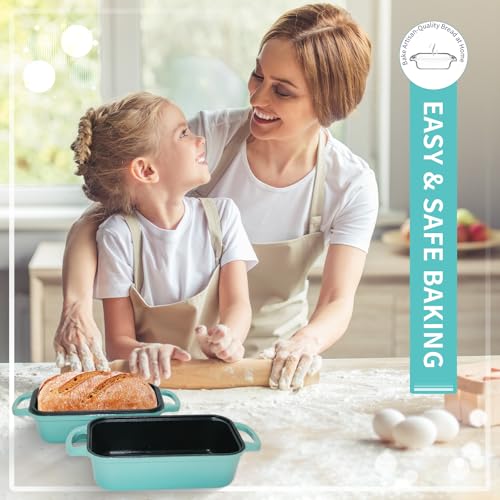 Enameled Cast Iron Bread Pan with Lid, 2 Piece Set, Lake Blue S82842