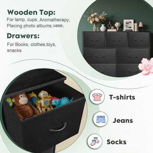 9 Drawer Dresser for Bedroom, Charcoal Black Fabric Storage Chest K84969