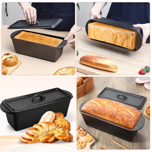 Cast Iron Bread Loaf Pan with Lid, 13 x 5 x 4 Inches, Dual Handles Y218