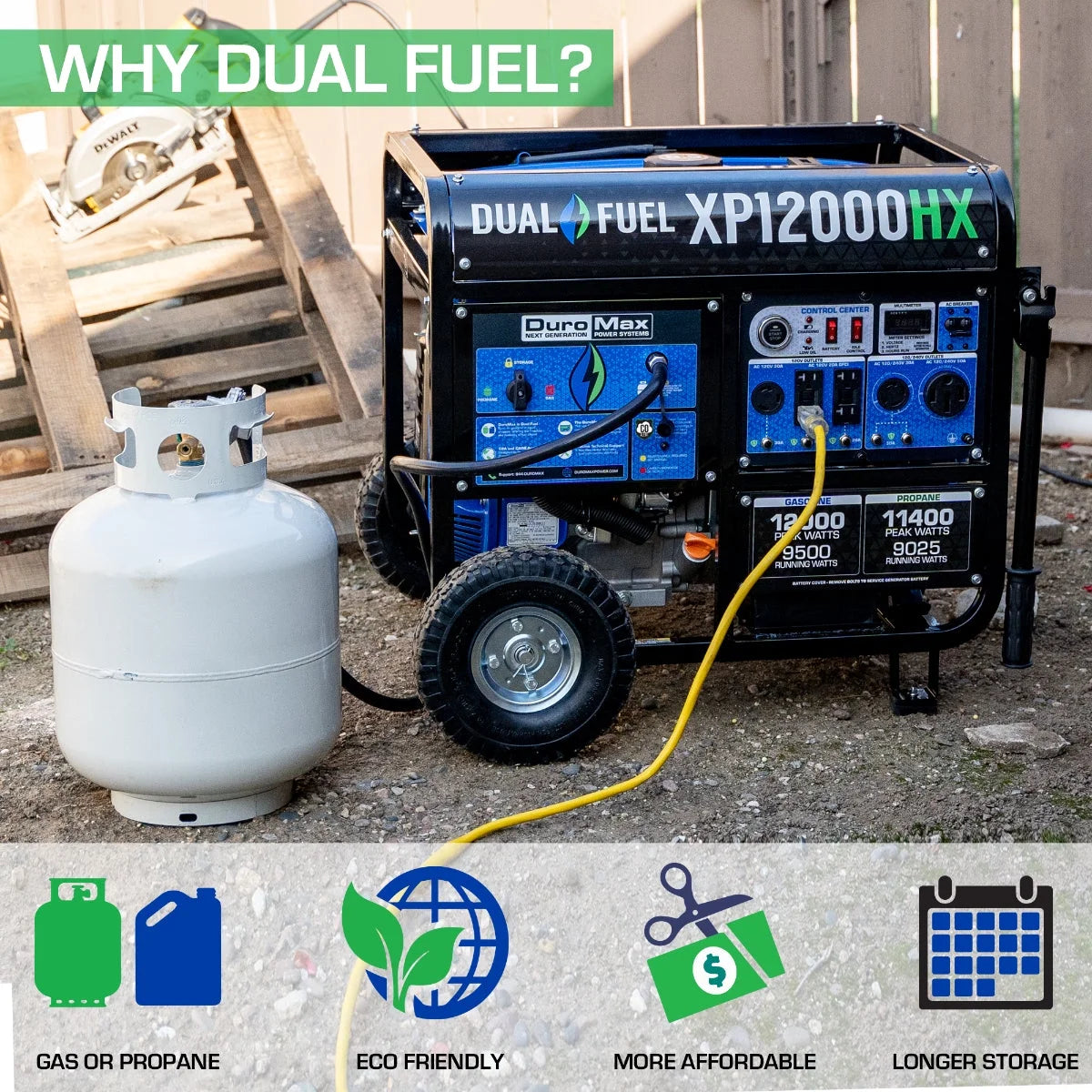 DuroMax-XP12000HX Dual Fuel Portable Generator 12000 Watt Y9393