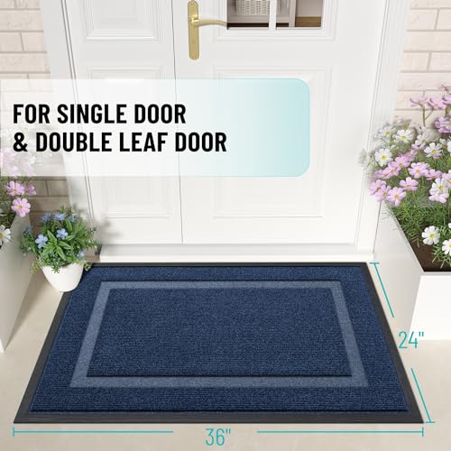 OLANLY Front Door Mat Indoor Outdoor Entrance, Waterproof, 36x24, Black P2970
