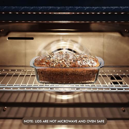 Razab Glass Loaf Pan with Lids, 7.6 Cups, Set of 2, Oven and Microwave Safe Z2943