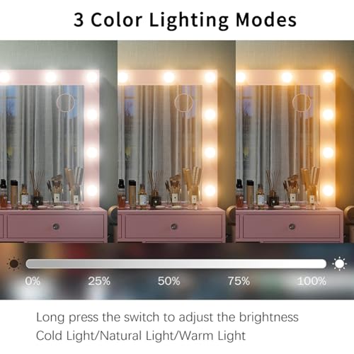 55" Vanity Desk with Charging Station and Lighted Mirror, Black Z765