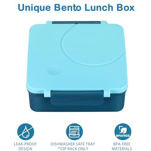 Bento Lunch Box Set for Kids with Soup Thermo, Leak-Proof, 4 Compartment, Black W97698