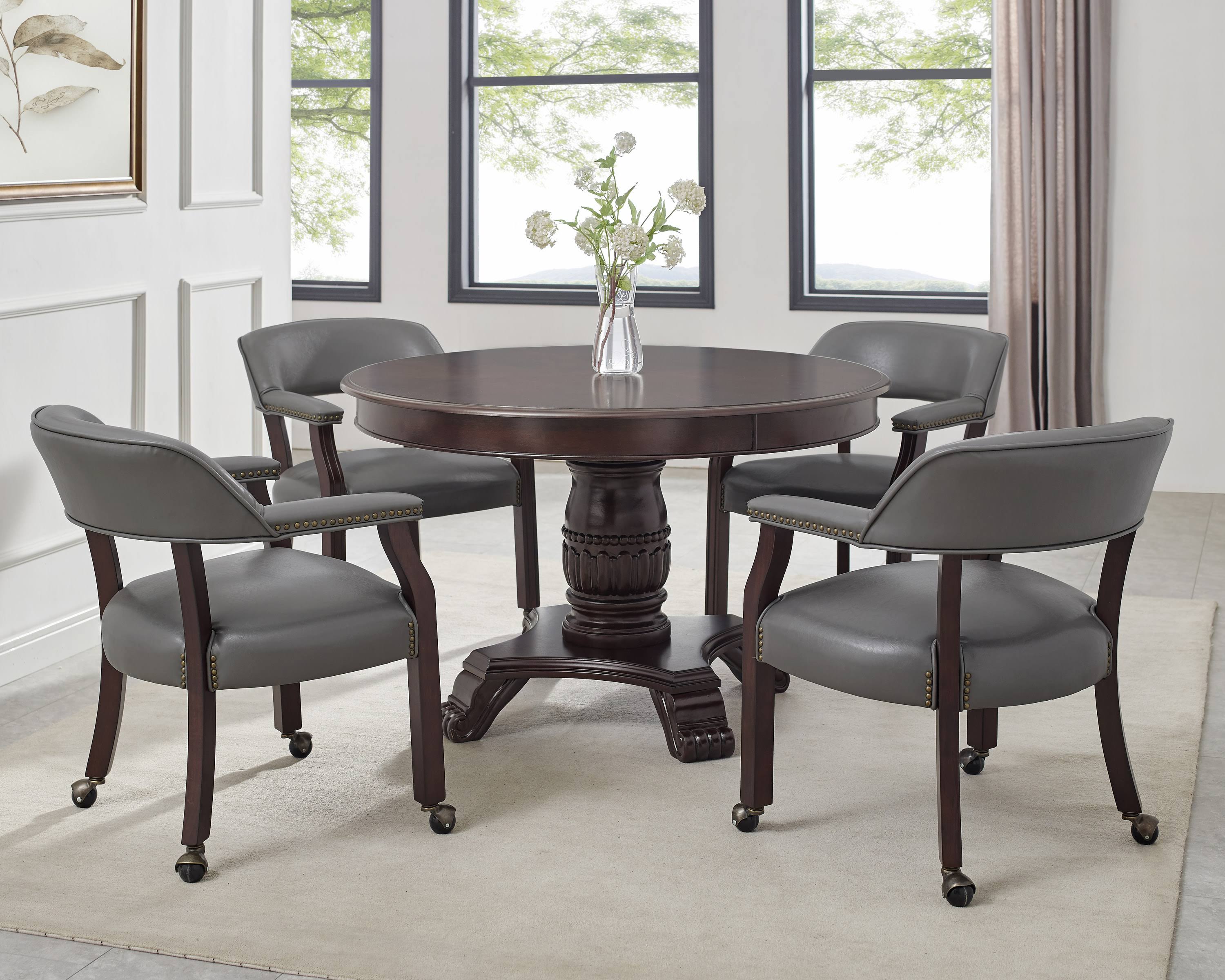 Steve Silver Tournament Gray Arm Chair with Casters J390