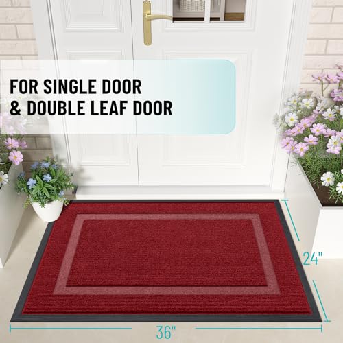 OLANLY Front Door Mat Indoor Outdoor Entrance, Waterproof, 36x24, Black P2970