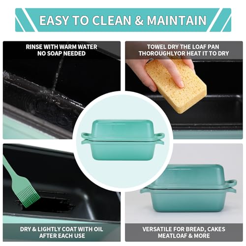 Enameled Cast Iron Bread Pan with Lid, 2 Piece Set, Lake Blue S82842